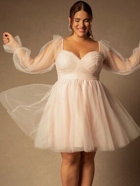 Bridal by ELOQUII Off The Shoulder Empire Mini Dress